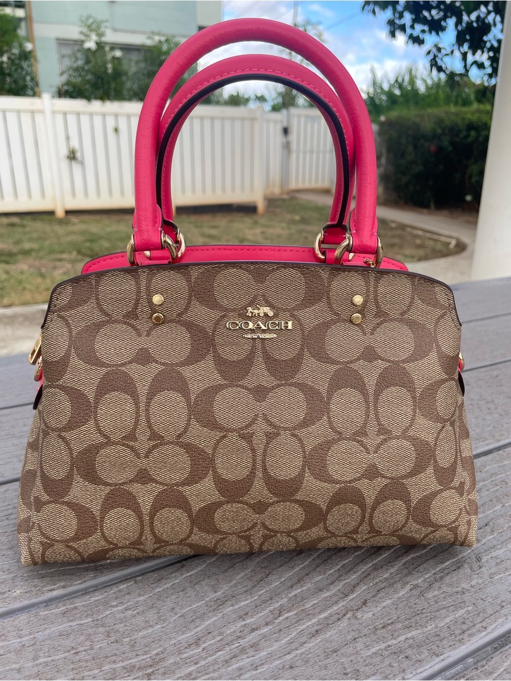 Coach Mini Darcie with Hot Pink Trim